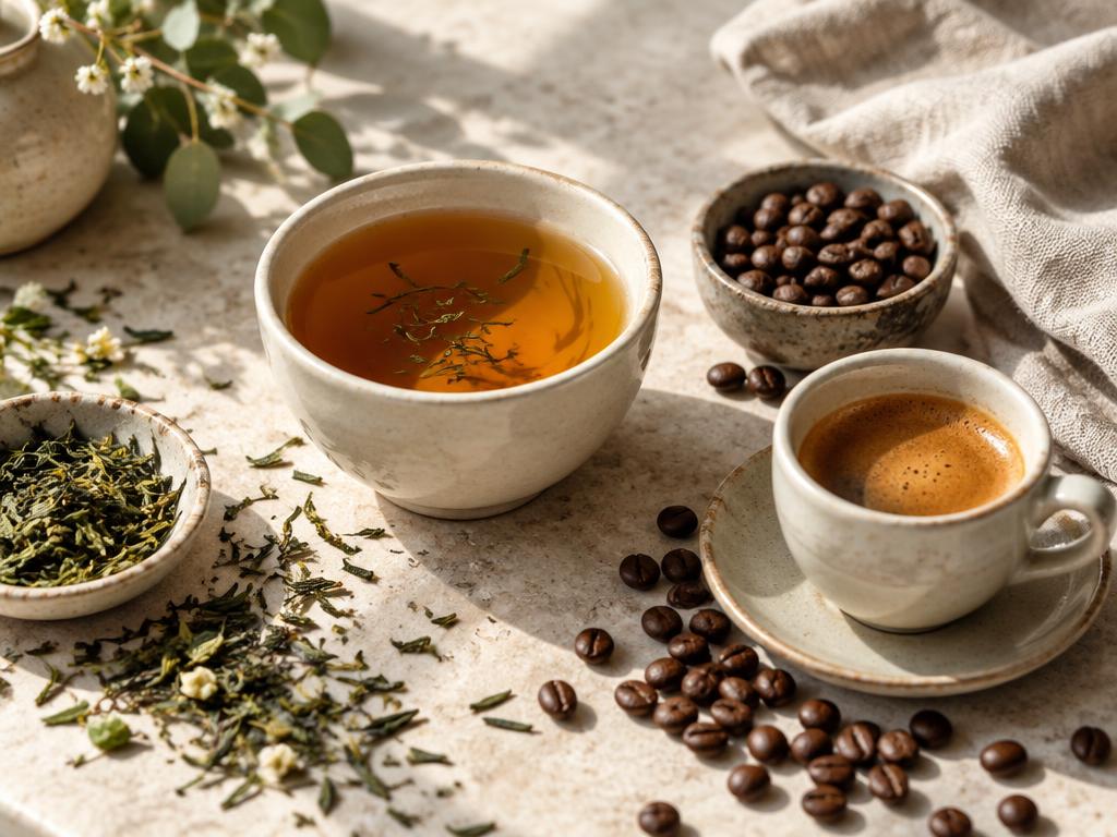 Composition d’illustration de thé et de café